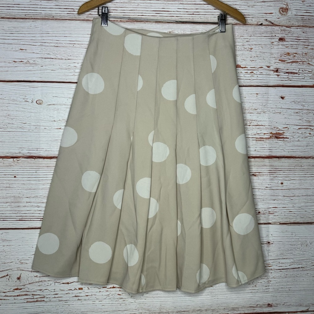 Proenza Schouler Pleated Polka Dot Crepe Wrap Skirt in Cream Sz 4 - Picture 8 of 13